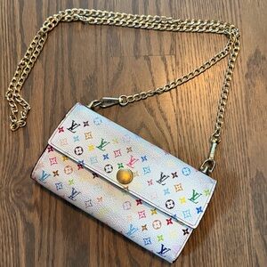 Louis Vuitton vintage Multicolor Monogram Crossbody Wallet with Gold Chain